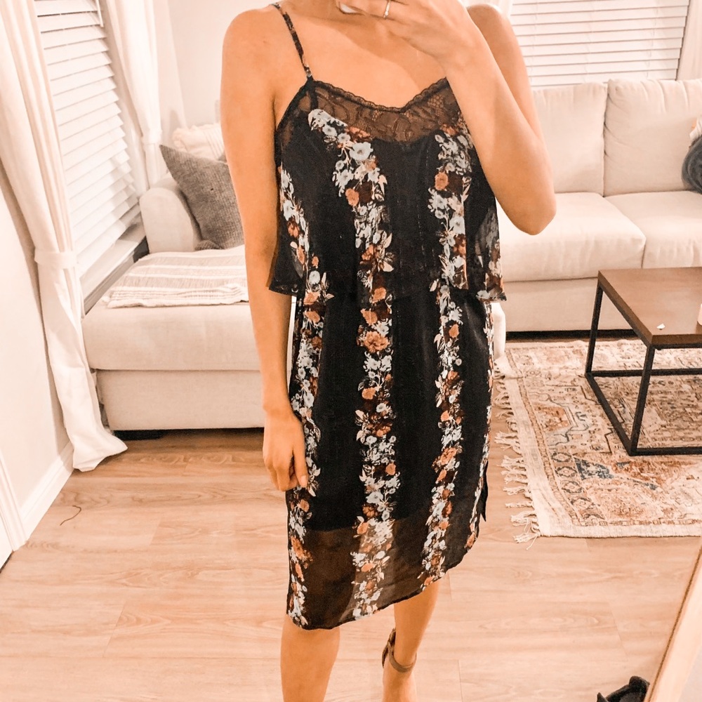 BCBG Black Floral Dress